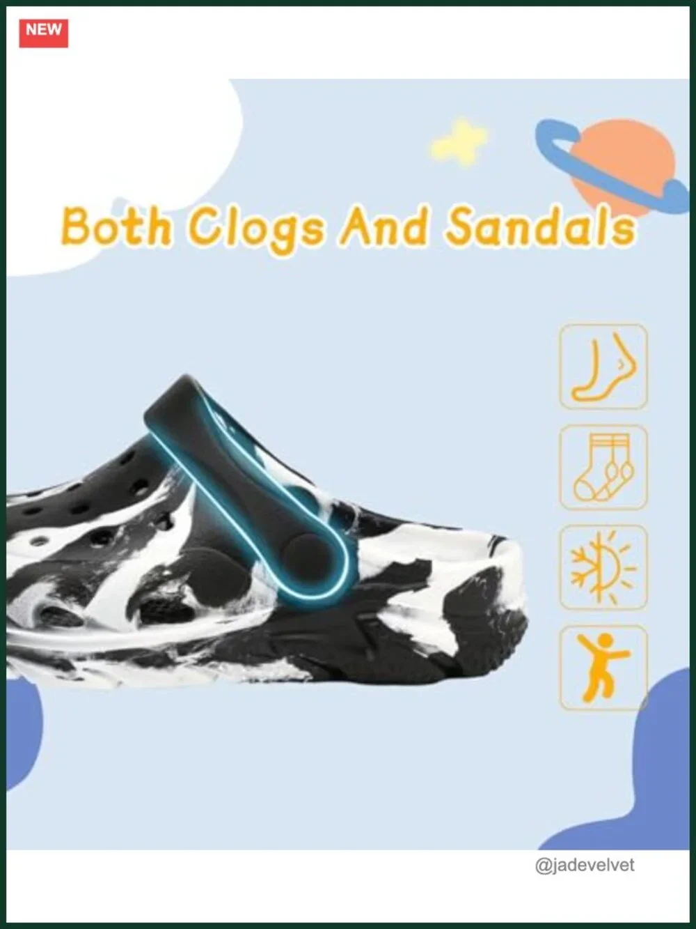 Toddler Clogs Garden Shoes Water Shoes Slip on Sandals Marbled Tie Dye